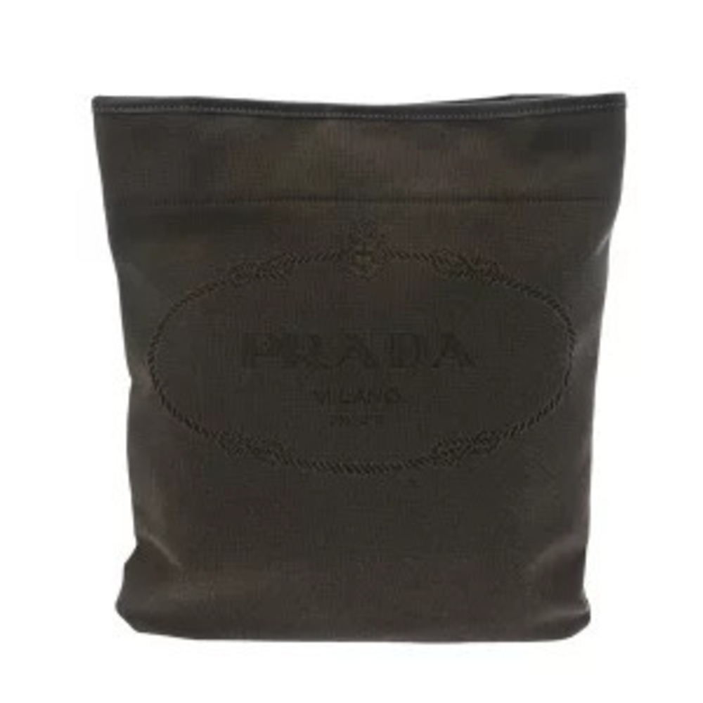 Prada Jacquard Canvas Leather Shoulder Bag Khaki Green